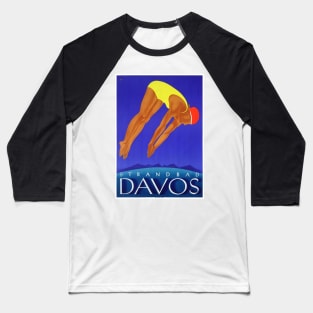 Vintage Travel Poster Switzerland Davos Baseball T-Shirt